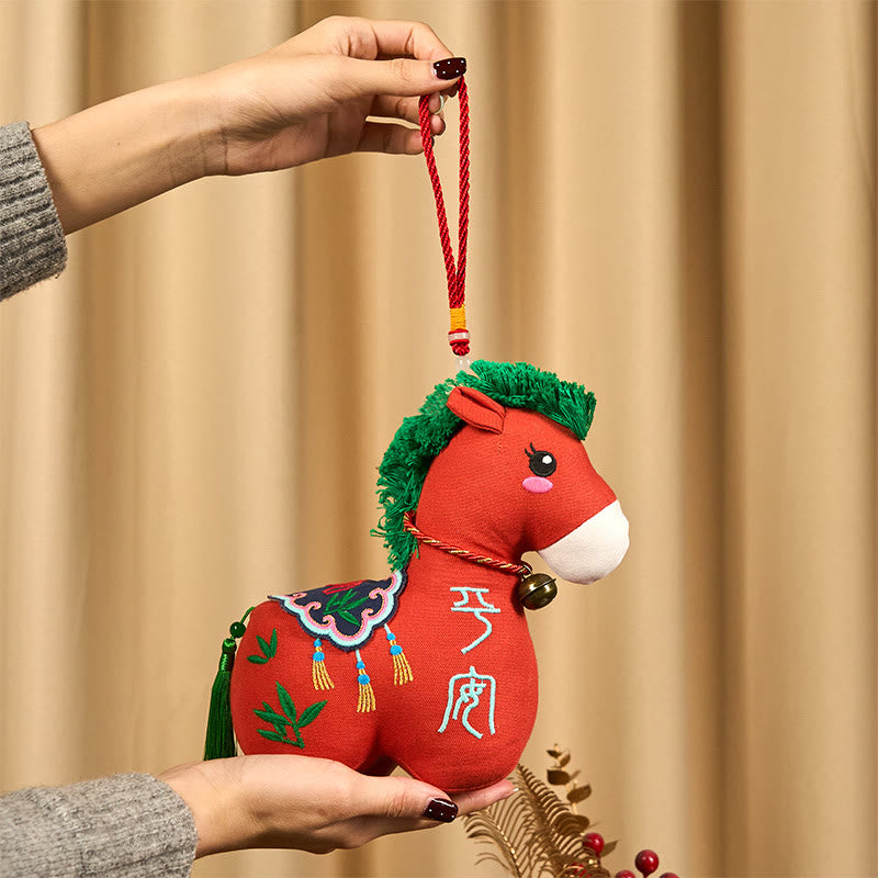 Nimara Ritual Year of the Horse Copper Red String Fu Character Embroidery Prosperity Home Decoration