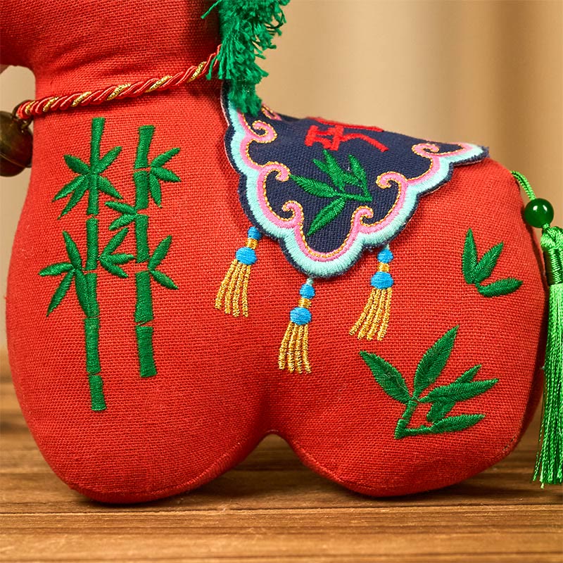 Nimara Ritual Year of the Horse Copper Red String Fu Character Embroidery Prosperity Home Decoration