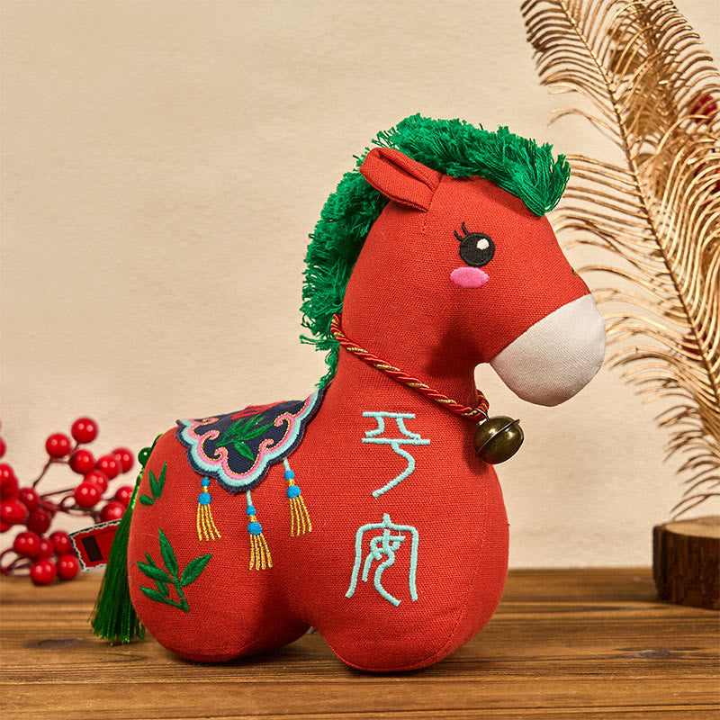Nimara Ritual Year of the Horse Copper Red String Fu Character Embroidery Prosperity Home Decoration