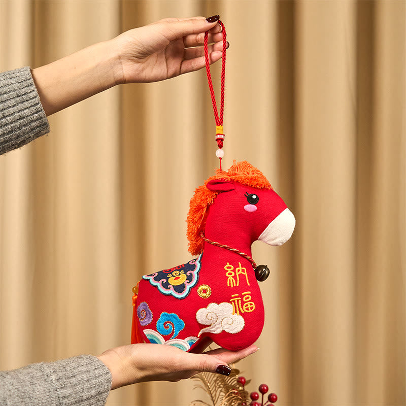 Nimara Ritual Year of the Horse Copper Red String Fu Character Embroidery Prosperity Home Decoration