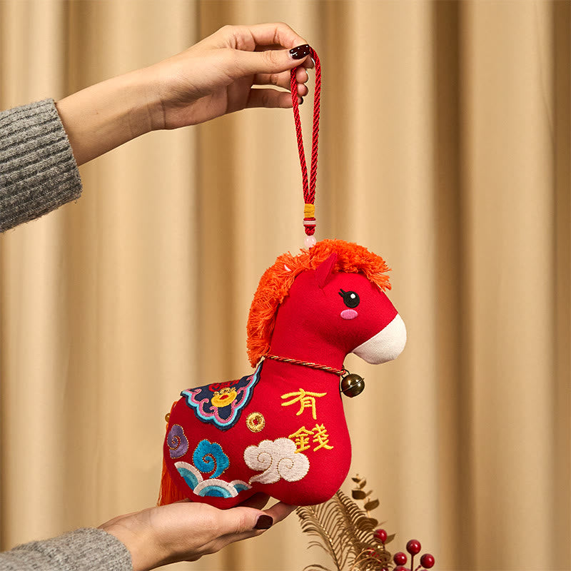 Nimara Ritual Year of the Horse Copper Red String Fu Character Embroidery Prosperity Home Decoration