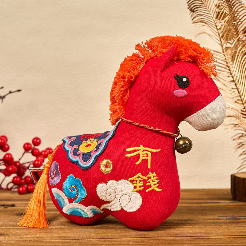 Nimara Ritual Year of the Horse Copper Red String Fu Character Embroidery Prosperity Home Decoration