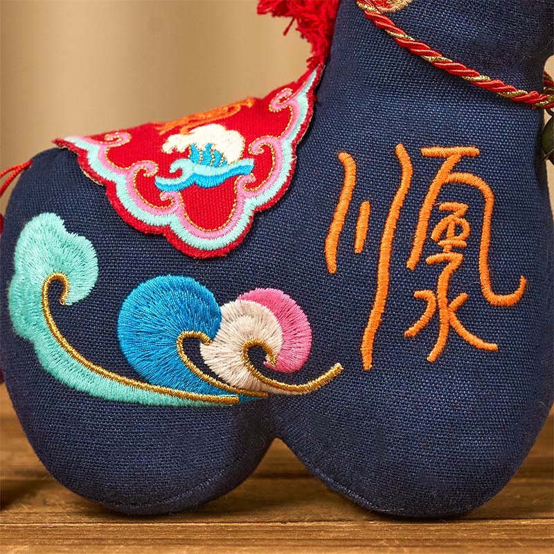 Nimara Ritual Year of the Horse Copper Red String Fu Character Embroidery Prosperity Home Decoration