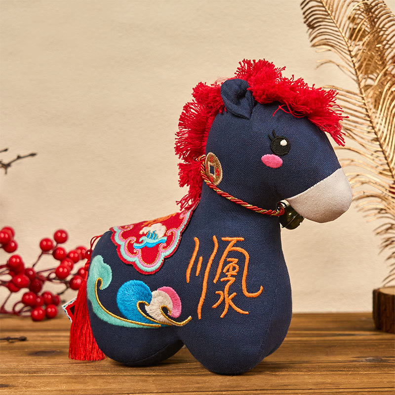 Nimara Ritual Year of the Horse Copper Red String Fu Character Embroidery Prosperity Home Decoration