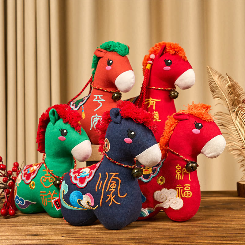 Nimara Ritual Year of the Horse Copper Red String Fu Character Embroidery Prosperity Home Decoration