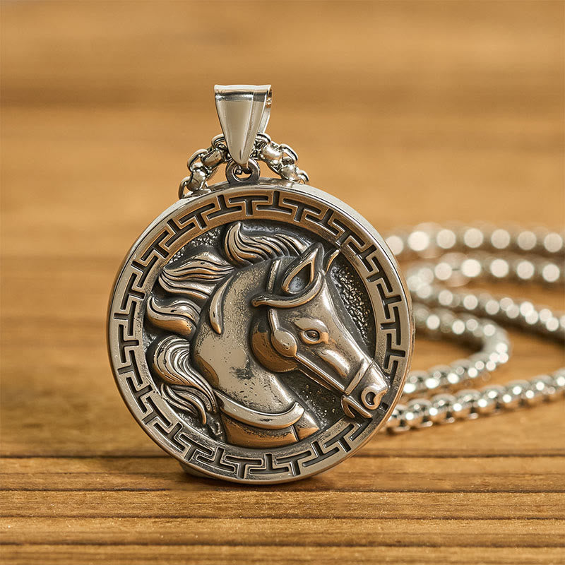 Nimara Ritual Year Of The Horse Titanium Steel Balance Necklace Pendants