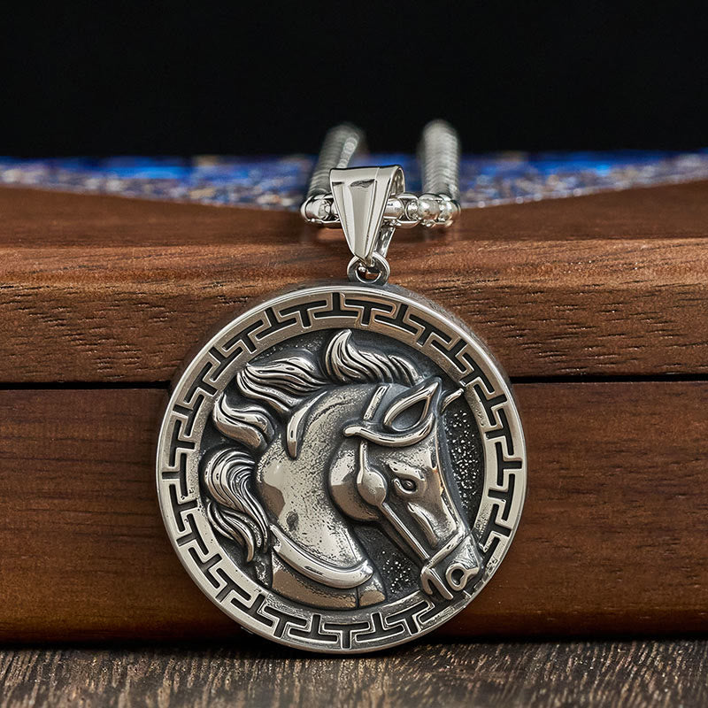 Nimara Ritual Year Of The Horse Titanium Steel Balance Necklace Pendants