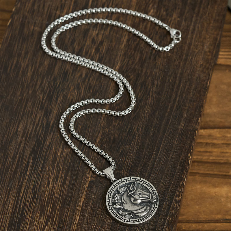 Nimara Ritual Year Of The Horse Titanium Steel Balance Necklace Pendants