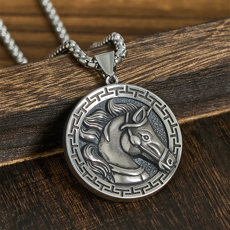 Nimara Ritual Year Of The Horse Titanium Steel Balance Necklace Pendants