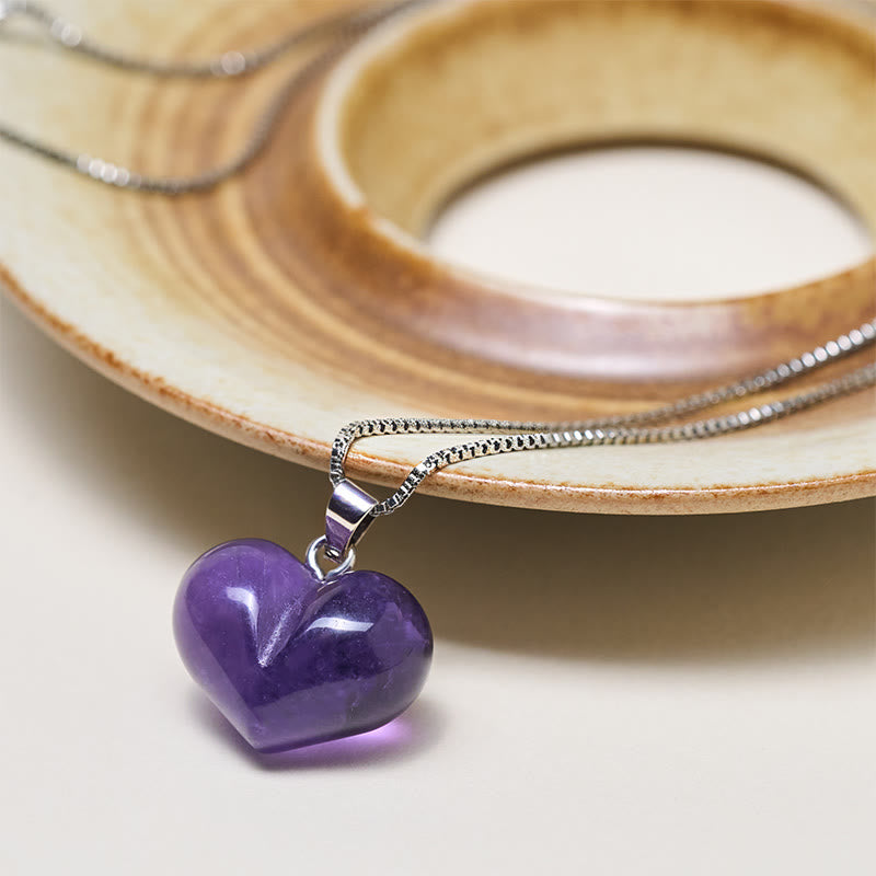 Nimara Ritual Heart Design Amethyst Topaz Pink Crystal Opal Tiger Eye White Crystal Red Jasper Amazonite Green Aventurine Black Obsidian Citrine Balance Necklace Pendant
