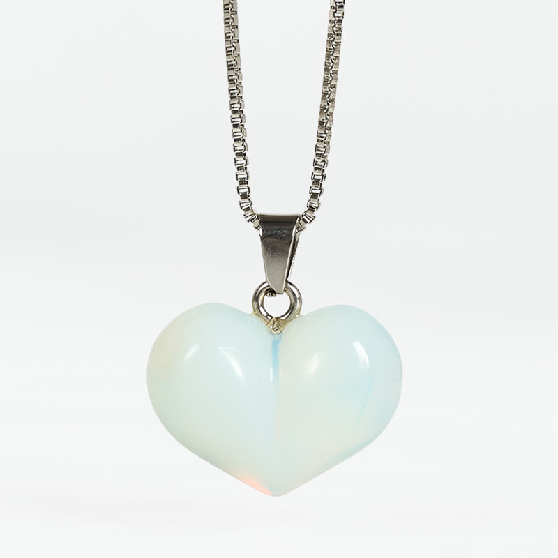 Nimara Ritual Heart Design Amethyst Topaz Pink Crystal Opal Tiger Eye White Crystal Red Jasper Amazonite Green Aventurine Black Obsidian Citrine Balance Necklace Pendant