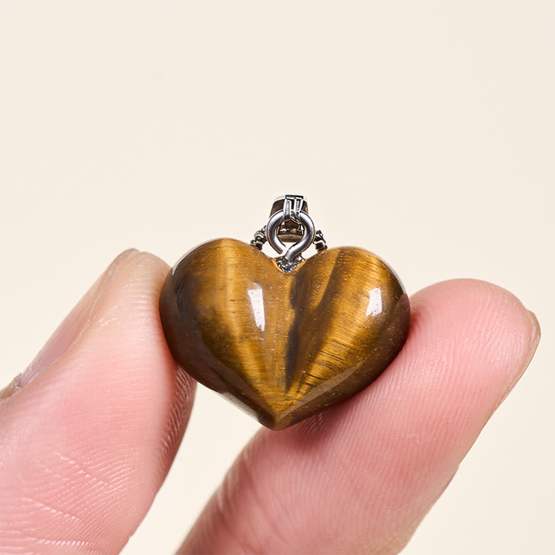 Nimara Ritual Heart Design Amethyst Topaz Pink Crystal Opal Tiger Eye White Crystal Red Jasper Amazonite Green Aventurine Black Obsidian Citrine Balance Necklace Pendant