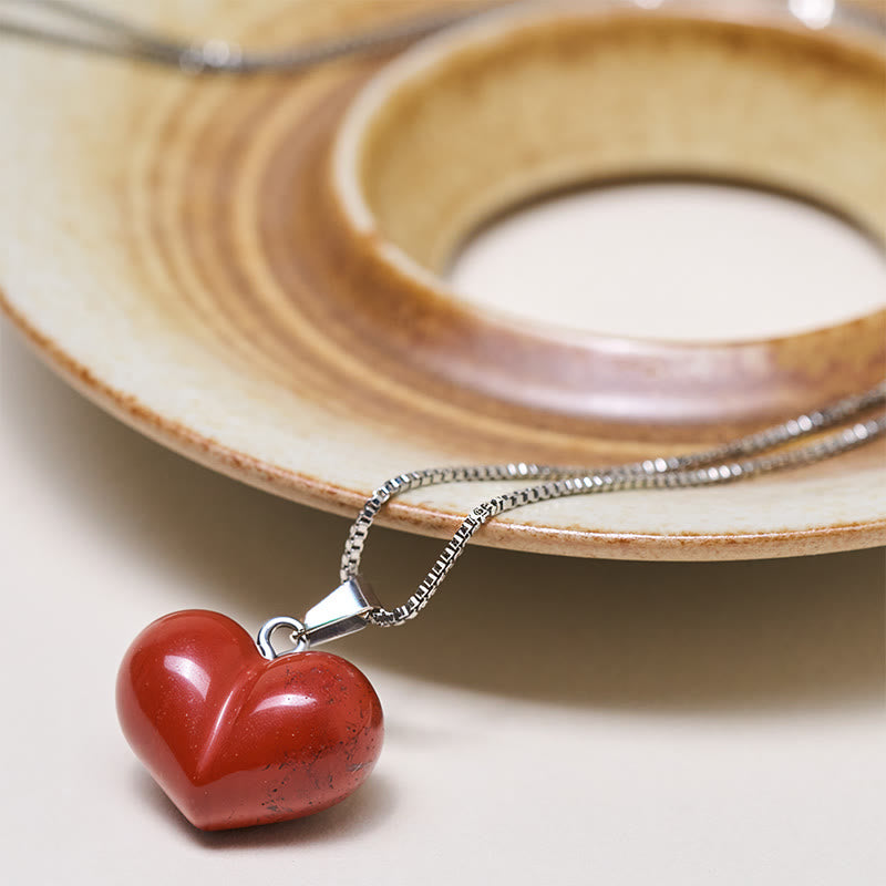 Nimara Ritual Heart Design Amethyst Topaz Pink Crystal Opal Tiger Eye White Crystal Red Jasper Amazonite Green Aventurine Black Obsidian Citrine Balance Necklace Pendant