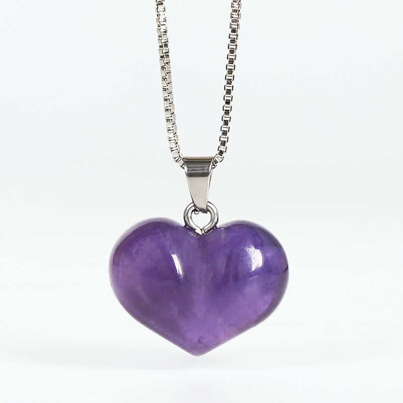 Nimara Ritual Heart Design Amethyst Topaz Pink Crystal Opal Tiger Eye White Crystal Red Jasper Amazonite Green Aventurine Black Obsidian Citrine Balance Necklace Pendant
