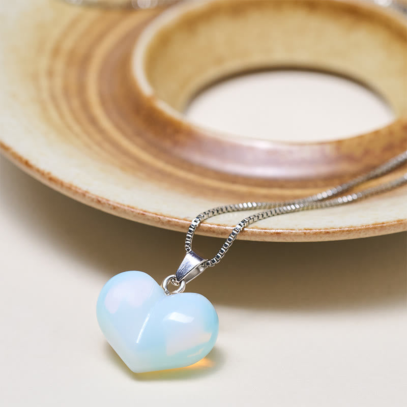 Nimara Ritual Heart Design Amethyst Topaz Pink Crystal Opal Tiger Eye White Crystal Red Jasper Amazonite Green Aventurine Black Obsidian Citrine Balance Necklace Pendant