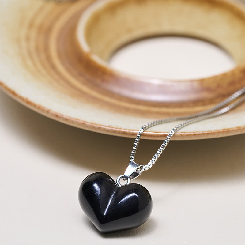 Nimara Ritual Heart Design Amethyst Topaz Pink Crystal Opal Tiger Eye White Crystal Red Jasper Amazonite Green Aventurine Black Obsidian Citrine Balance Necklace Pendant