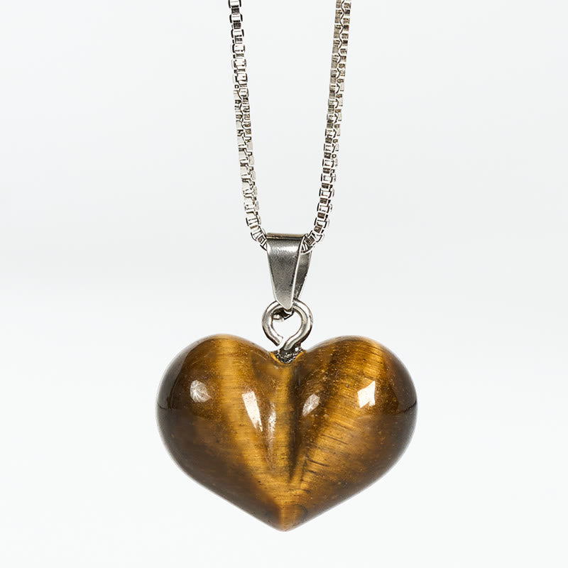 Nimara Ritual Heart Design Amethyst Topaz Pink Crystal Opal Tiger Eye White Crystal Red Jasper Amazonite Green Aventurine Black Obsidian Citrine Balance Necklace Pendant