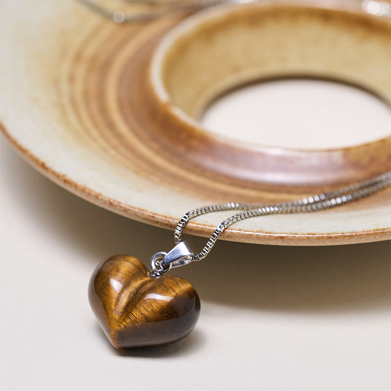 Nimara Ritual Heart Design Amethyst Topaz Pink Crystal Opal Tiger Eye White Crystal Red Jasper Amazonite Green Aventurine Black Obsidian Citrine Balance Necklace Pendant