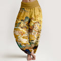 Nimara Ritual Cotton Gorgeous Mountain Horse Cloud Pattern Women's Elastic Waist Harem Pants