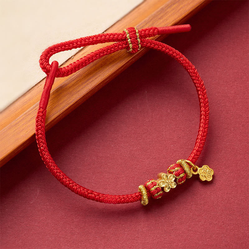 Nimara Ritual Om Mani Padme Hum Fu Character Copper Red String Luck Bracelet