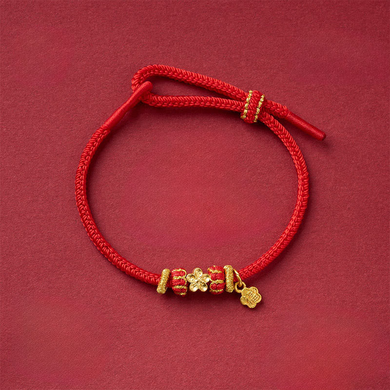 Nimara Ritual Om Mani Padme Hum Fu Character Copper Red String Luck Bracelet