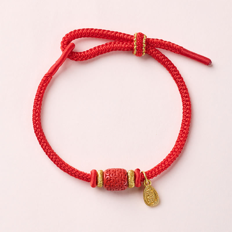 Nimara Ritual Om Mani Padme Hum Fu Character Copper Red String Luck Bracelet