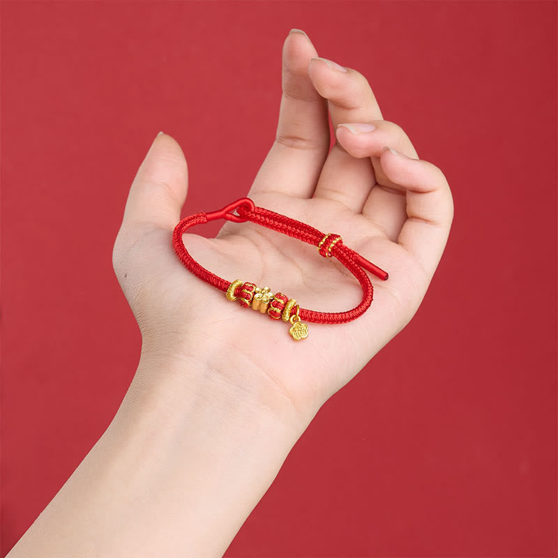 Nimara Ritual Om Mani Padme Hum Fu Character Copper Red String Luck Bracelet