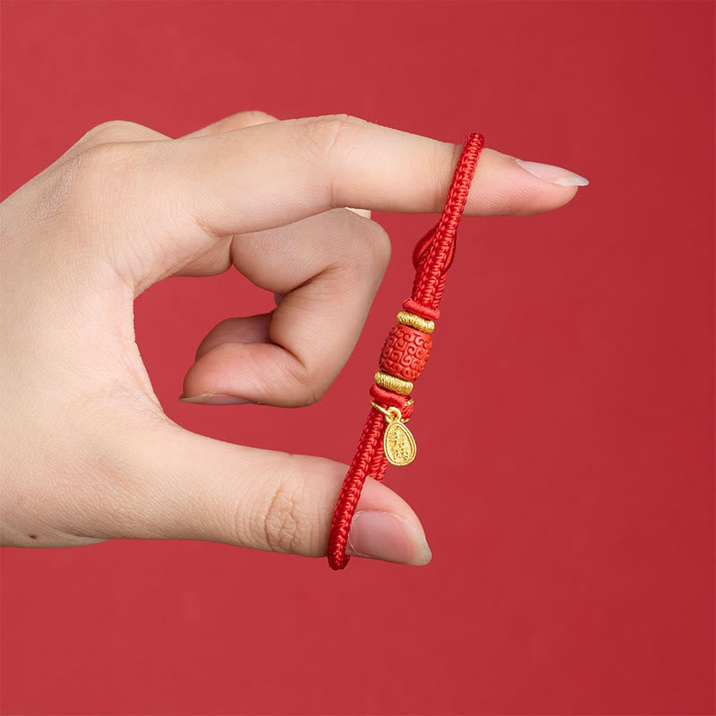 Nimara Ritual Om Mani Padme Hum Fu Character Copper Red String Luck Bracelet