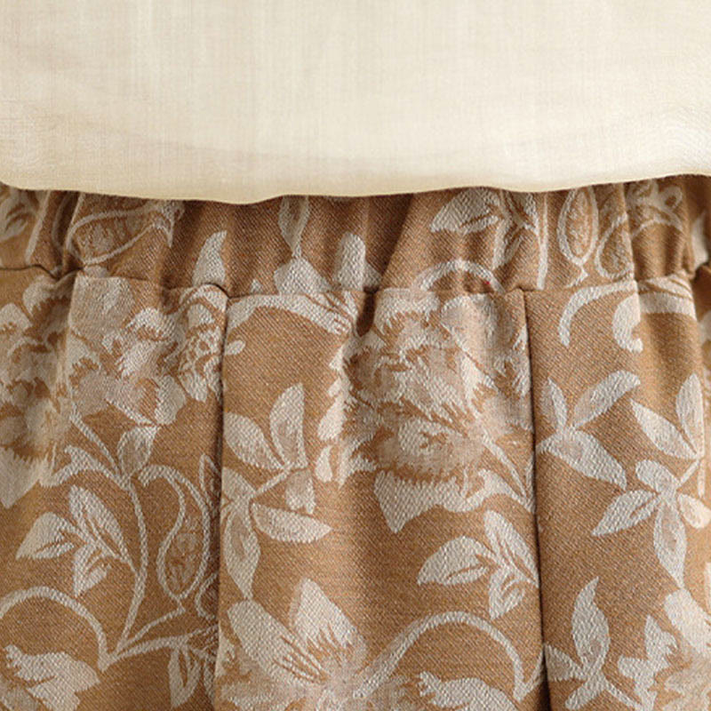 Nimara Ritual Printing Flower Paisley Pattern A-line Elastic Waist Women's Skirt With Pockets