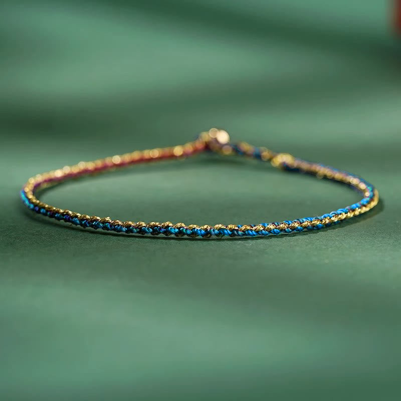 Luck Strength Colorful Rope Coin Bead Extra Thin Braided Bracelet
