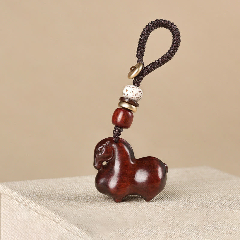 Nimara Ritual Year Of The Horse Small Leaf Red Sandalwood Balance Key Chain