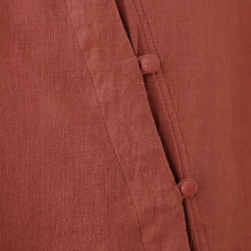 Nimara Ritual Lapel Frog-Button Diagonal Placket Design Three Quarter Sleeve Women's Cotton Shirt