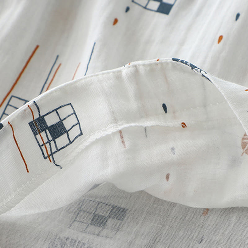 Nimara Ritual Printed Half Button DesignThree Quarter Gathered Sleeve Women's Cotton Shirt