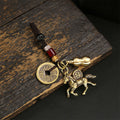 Nimara Ritual Year Of The Horse Copper Brass Five-emperor Coins Pixiu Ward Off Evil Spirits Key Chain