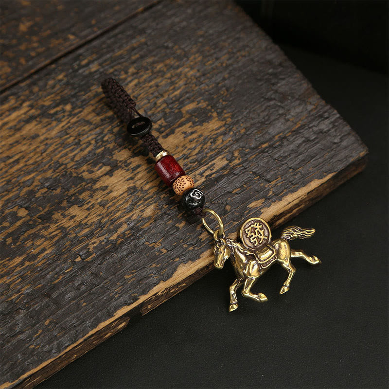 Nimara Ritual Year Of The Horse Copper Brass Five-emperor Coins Pixiu Ward Off Evil Spirits Key Chain