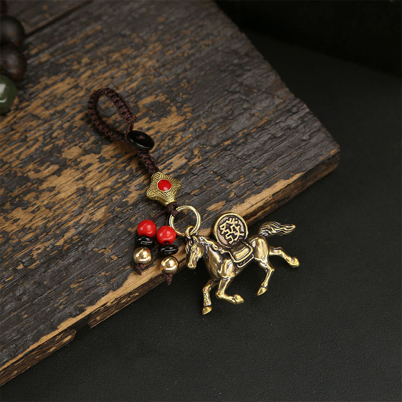 Nimara Ritual Year Of The Horse Copper Brass Five-emperor Coins Pixiu Ward Off Evil Spirits Key Chain