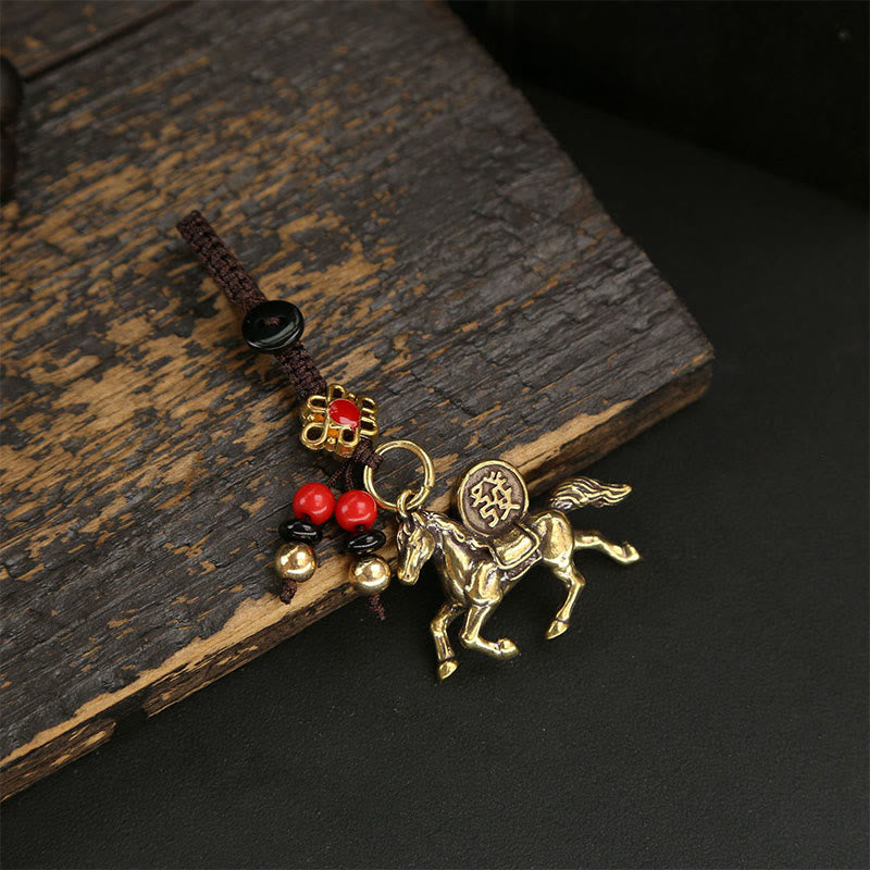 Nimara Ritual Year Of The Horse Copper Brass Five-emperor Coins Pixiu Ward Off Evil Spirits Key Chain