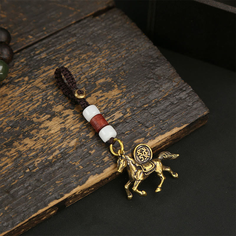Nimara Ritual Year Of The Horse Copper Brass Five-emperor Coins Pixiu Ward Off Evil Spirits Key Chain