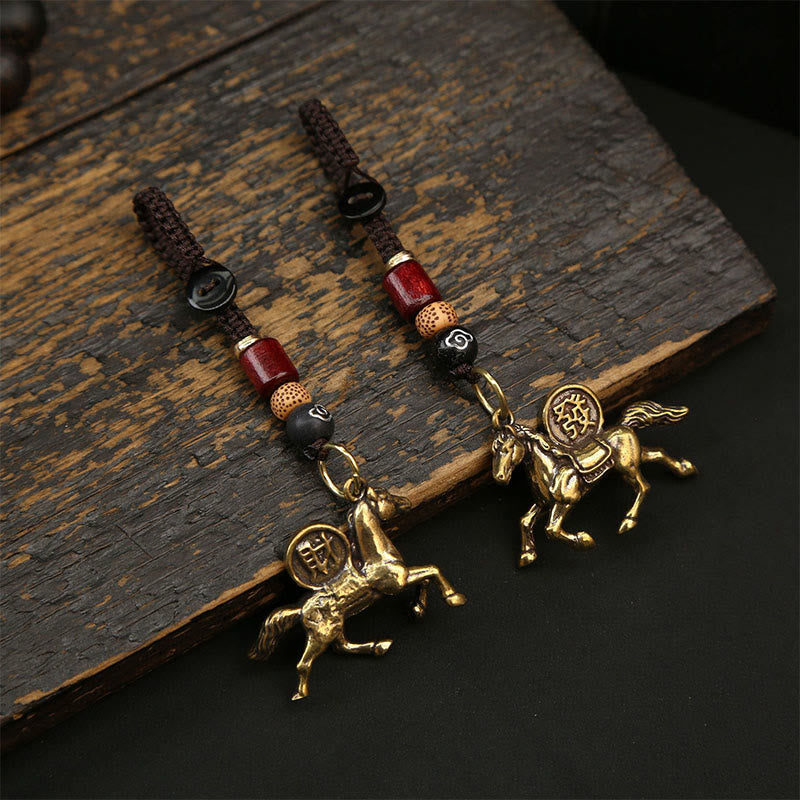 Nimara Ritual Year Of The Horse Copper Brass Five-emperor Coins Pixiu Ward Off Evil Spirits Key Chain