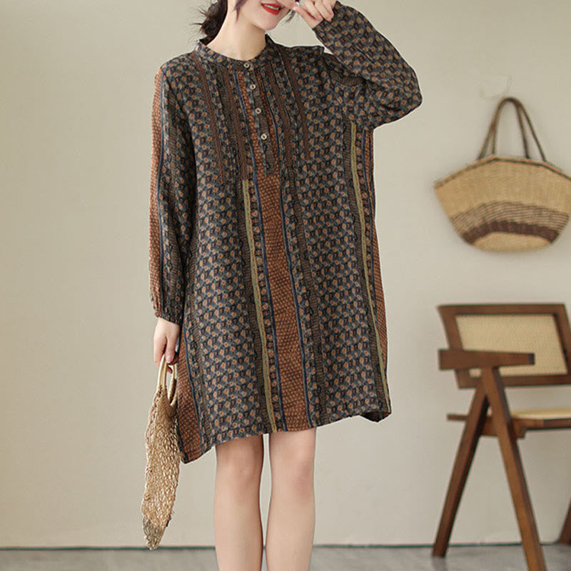 Nimara Ritual Retro Printed Floral Women's Accordion Pleats Design Long Sleeve Shirt With Pockets