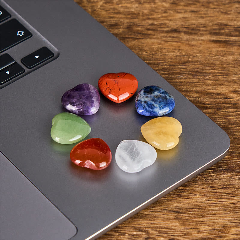 Nimara Ritual "May Love Surround You" Natural 6Pcs Small Amethyst Red Jasper Red Agate Topaz Green Aventurine Love Stone Decoration Includes Gift Message Card