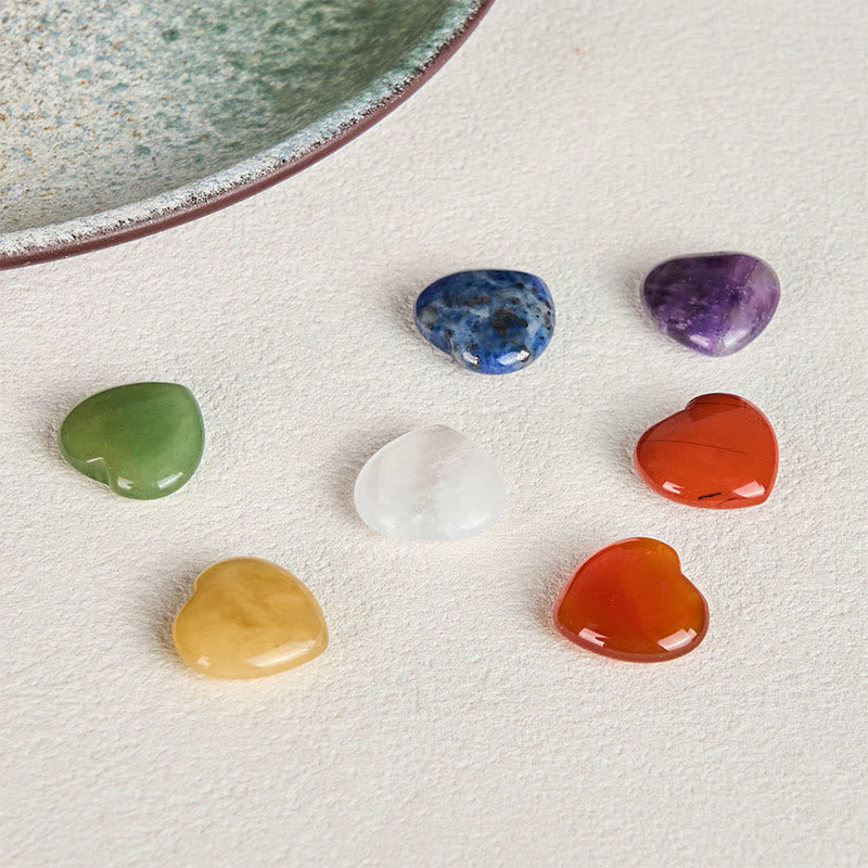 Nimara Ritual "May Love Surround You" Natural 6Pcs Small Amethyst Red Jasper Red Agate Topaz Green Aventurine Love Stone Decoration Includes Gift Message Card