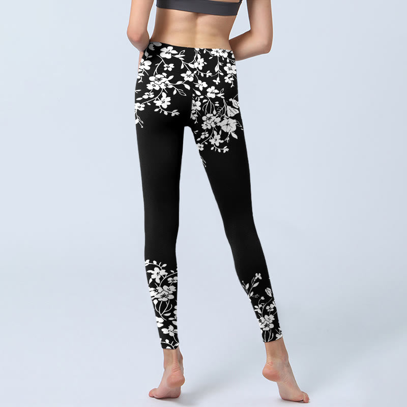 Nimara Ritual Gorgeous Minimalist Style Flower Pattern Print Gym Leggings Women's Yoga Pants
