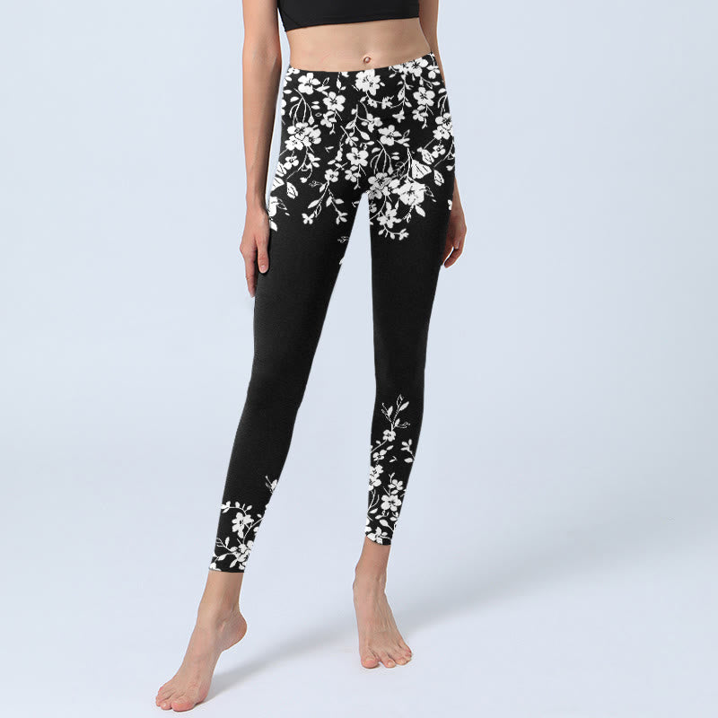Nimara Ritual Gorgeous Minimalist Style Flower Pattern Print Gym Leggings Women's Yoga Pants