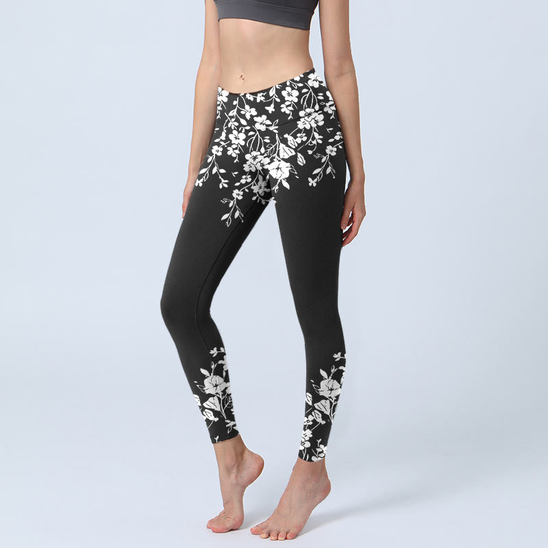 Nimara Ritual Gorgeous Minimalist Style Flower Pattern Print Gym Leggings Women's Yoga Pants