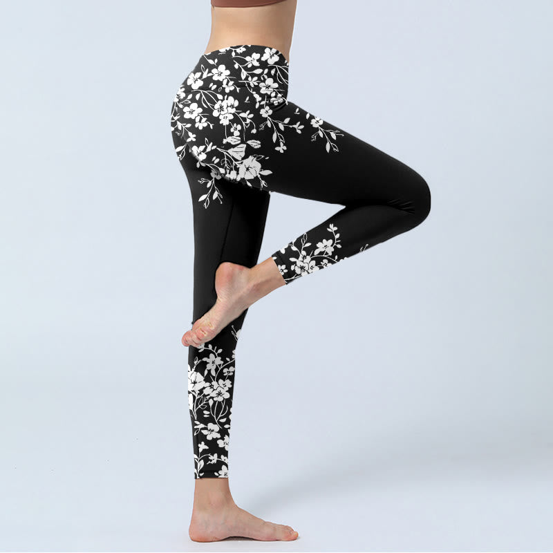 Nimara Ritual Gorgeous Minimalist Style Flower Pattern Print Gym Leggings Women's Yoga Pants