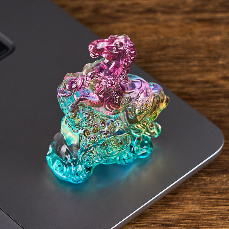 Nimara Ritual "Hoping You Success and Good Luck" Year Of The Horse Ingot Get Rich Fast Mini Liuli Crystal Decoration Includes Gift Message Card