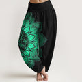 Nimara Ritual Cotton Symmetrical Mandala Pattern Women's Elastic Waist Harem Pants