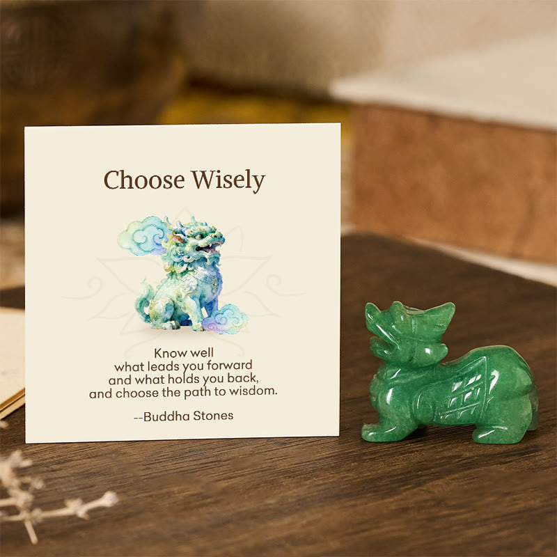 Nimara Ritual "Choose Wisely" Natural Small PiXiu Green Aventurine Luck Decoration Includes Gift Message Card