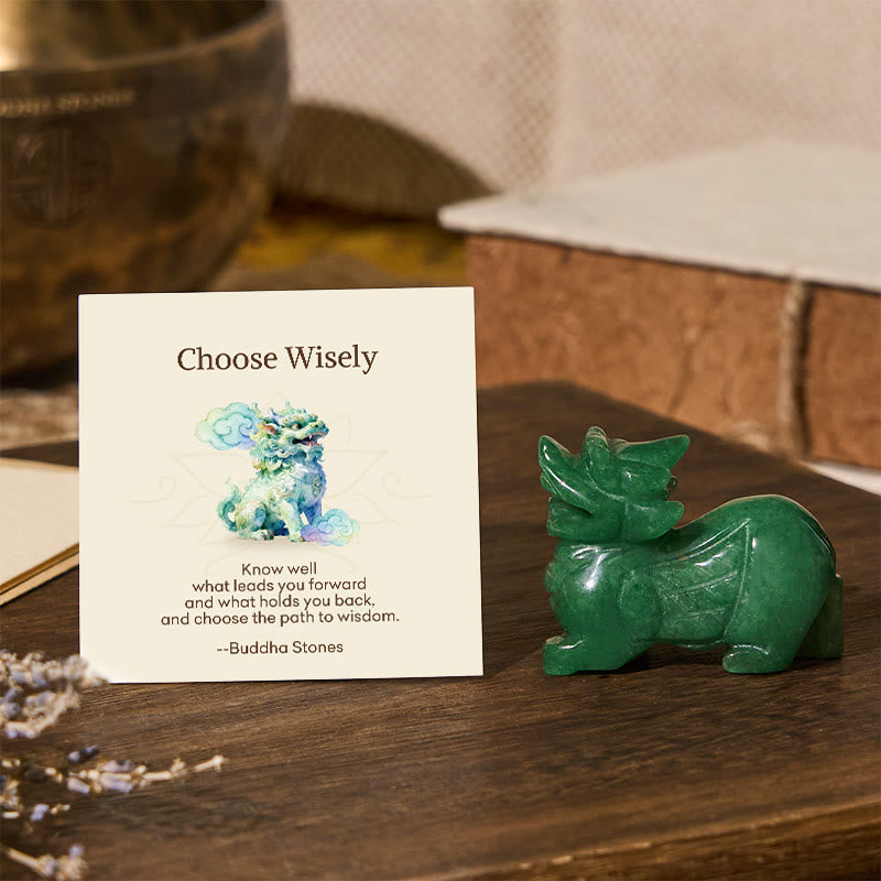 Nimara Ritual "Choose Wisely" Natural Small PiXiu Green Aventurine Luck Decoration Includes Gift Message Card